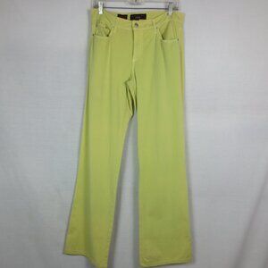 Fabrizio Gianni Jeans Chartreuse Wide Leg Cotton Twill Lightweight Size 10